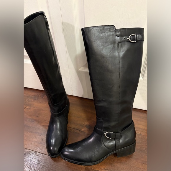 Lauren Ralph Lauren Margarite Wide Calf Riding Boots Black Leather size 11 - Picture 4 of 16